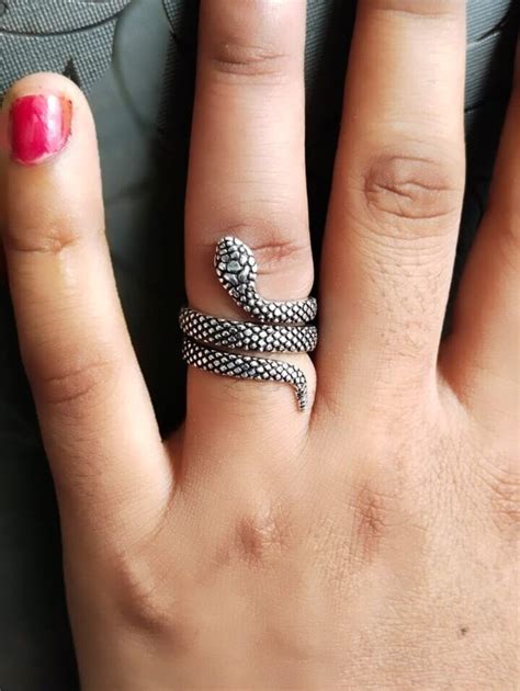 Black Snake Ring Snake Ring Mens Silver Black Ring Stainless Steel