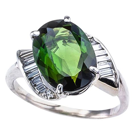 Blue Green Tourmaline And Asscher Cut Diamond Ring At 1stdibs Asscher Cut Tourmaline