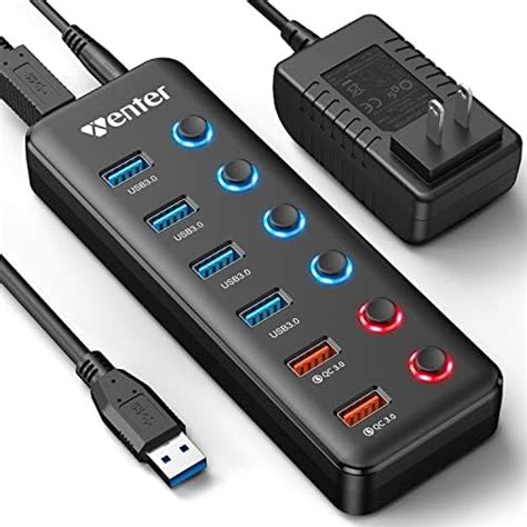 Amazon Powered USB Hub Wenter 11 Port USB Splitter Hub 10 Faster