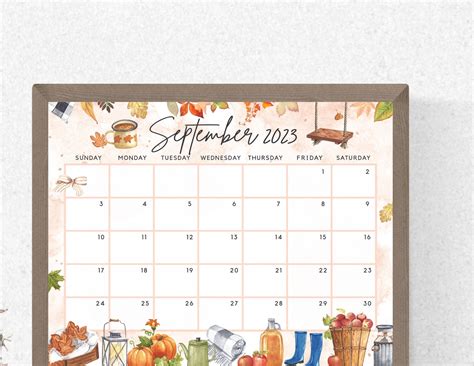 Fillable September 2023 Calendar, Beautiful Fall Vibes, Printable Cale ...