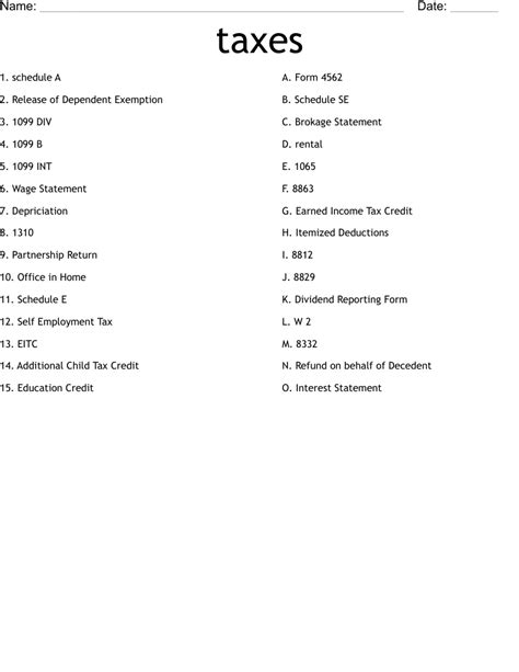 Taxes Worksheet WordMint Worksheets Library