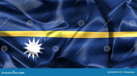 D Illustration Of A Nauru Flag Realistic Waving Fabric Flag Stock