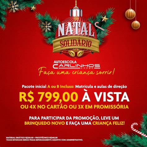 Autoescola Carlinhos faz promoção de Natal pacote para CNH a R 799