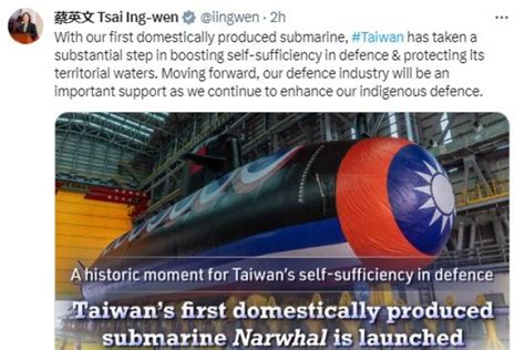 Taiwan Unveils First Ever Domestically Built Submarine Narwhal