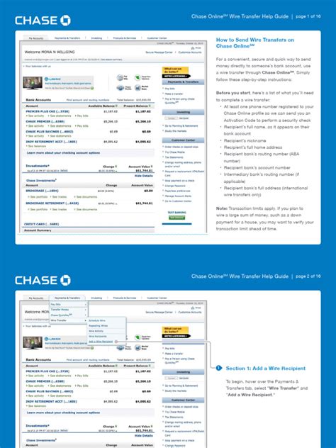 How To Send Wire Transfers On Chase Onlinesm Pdf Wire Transfer