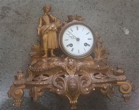 Jolie Horloge Ancienne En R Gule Dor E Statue Eur Picclick Fr