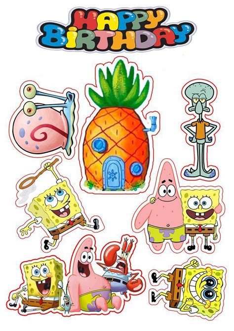 TOP QUALITY SPONGE BOB Edible Cake Decoration Cupcake Toppers A4