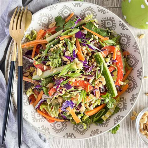 Thai Crunch Salad With Creamy Peanut Dressing Big Delicious Life