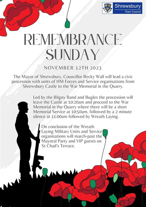 Remembrance Sunday Parade and Service — Shrewsbury Town Council