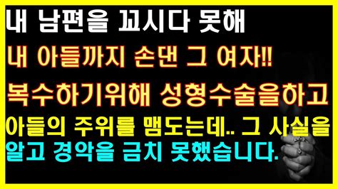 실화사연 내 남편을 꼬시다 못해 내 아들까지 손댄 그 여자 복수하기위해 성형수술을하고 아들의 주위를 맴도는데 그