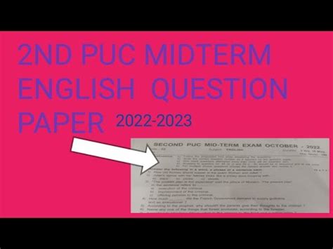 Nd Puc Midterm Exam Question Paper Youtube