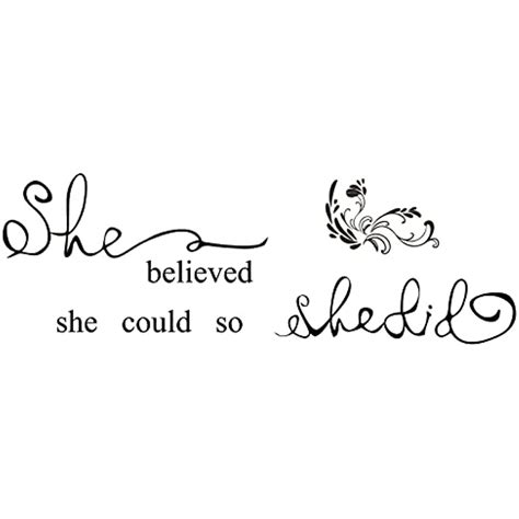 1 Sheet Pvc Wall Decals Stickers She Believe She Could So She Did Vinyl Motivational Quotes