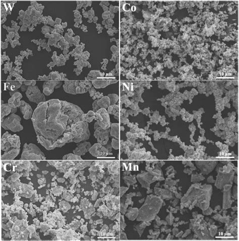 E SEM Micrographs Of The Elemental Powders Used For The Fabrication Of