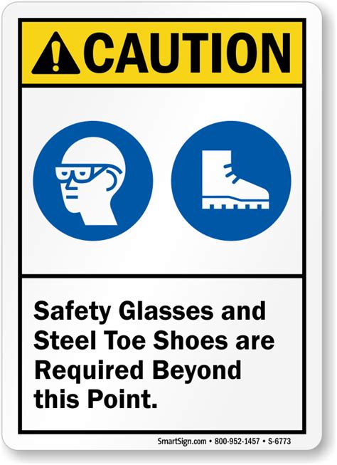 Safety Glasses And Steel Toe Shoes Required Sign Sku S 6773