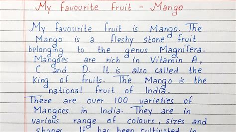 Write A Short Essay On My Favourite Fruit Mango Essay Writing