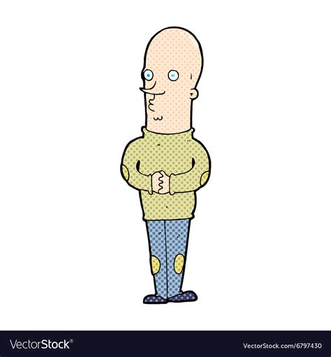 Comic cartoon funny bald man Royalty Free Vector Image