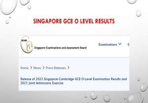 Singapore GCE O Level Exam Results 2022 2023 MOE O Level Online