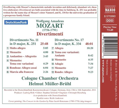 Wolfgang Amadeus Mozart Divertimenti KV 251 334 CD Jpc