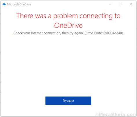 Arreglar el código de error de OneDrive Código de error 0x8004de40 en