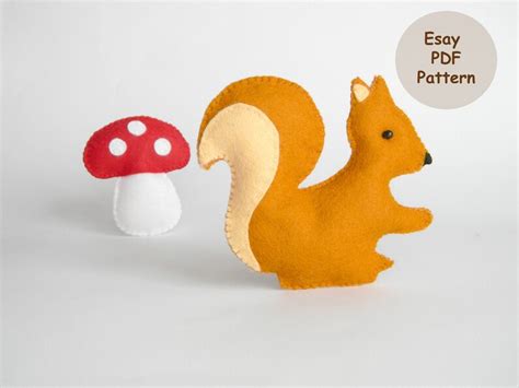 Squirrel Ornament Pdf Pattern Felt Squirrel Pattern Diy Softie Etsy