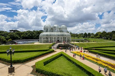 Vista aérea da estufa do jardim botânico de curitiba paraná brasil