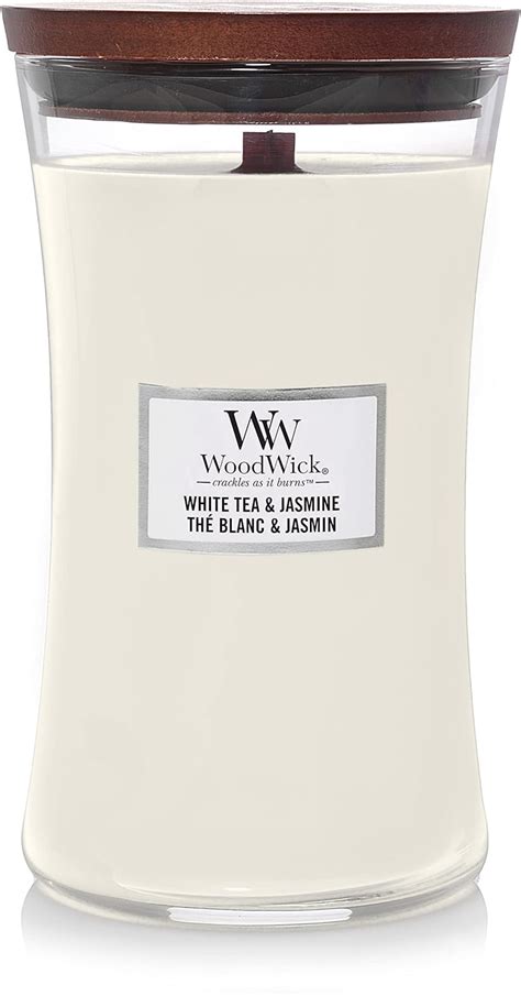 Woodwick Large Hourglass Scented Candle White Tea Jasmine With