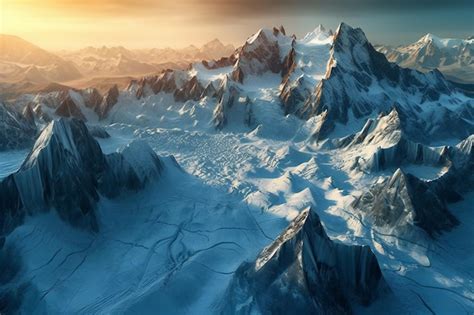 Premium Photo Fantasy Alien Planet Mountain And Snow