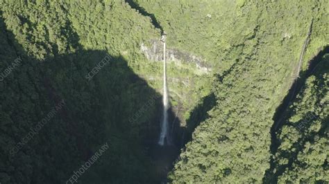 Aerial View Of Cascade De La Grande Ravine Reunion Stock Video Clip