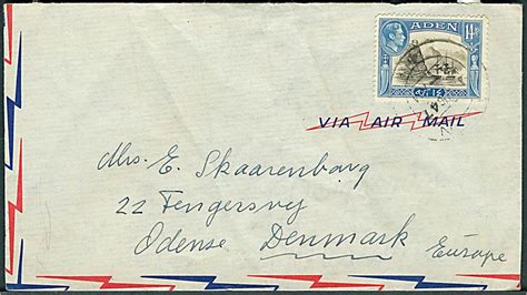 As George Vi P Luftpostbrev Fra Aden D Til Odense