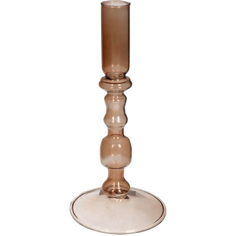 Candle Stick Glass Light Brown 9x9x19 5cm Groothandel Wiljan