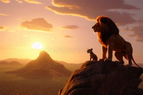 Lion King Sunset Stock Illustrations 406 Lion King Sunset Stock