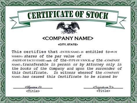 Stock Certificate Template Free in Word and PDF