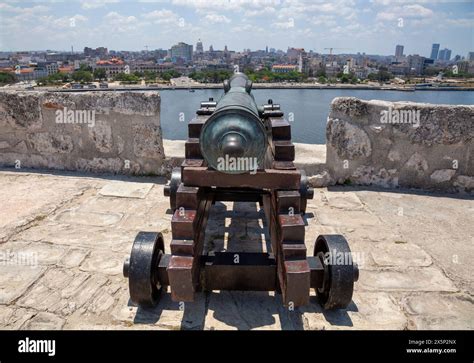 Spanish Colonial Period Bronze Cannons Overlooking Havana From Morro