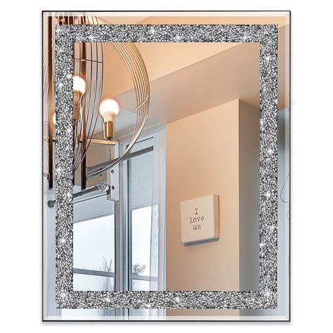 Ruomeng Rectangular Wall Mirror Crystal Crush Diamond Mirror For Home