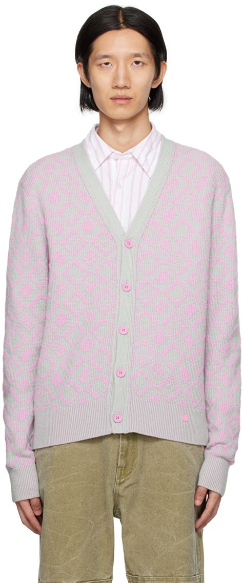 Acne Studios Pink Green Jacquard Cardigan Acne Studios