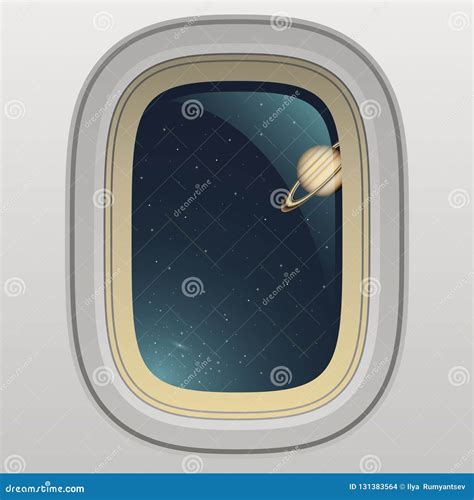 Spaceship Window, View of Planet and Space Stock Vector - Illustration ...