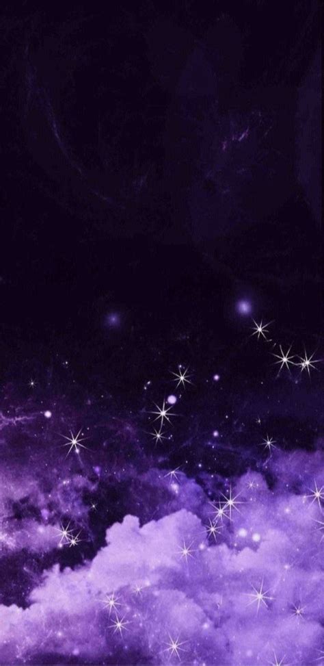 Download Black And Purple Aesthetic Stars And Clouds Wallpaper ...