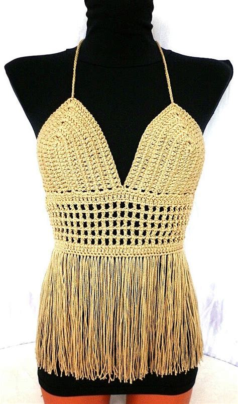 Sexy Summer Top Sexy Crochet Bustier Fringed Top Bandeau Crop Etsy