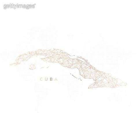 Low Poly Map Of Cuba Gold Polygonal Wireframe Glittering Vector With