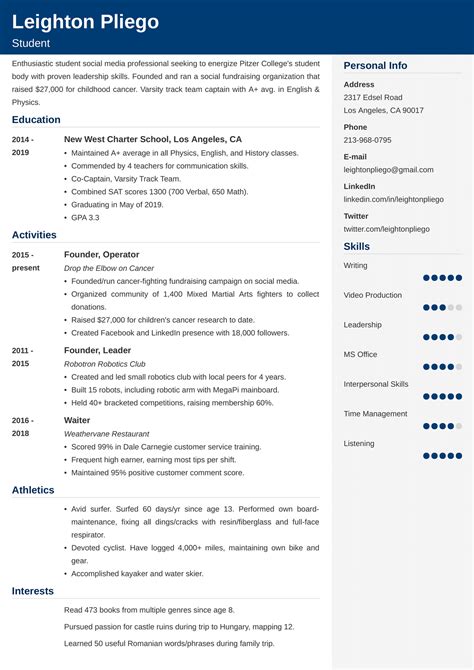 Columbia University Resume Template