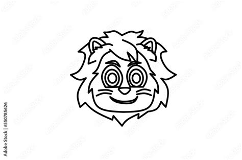 Happy lion emoji line art drawing Stock Illustration | Adobe Stock