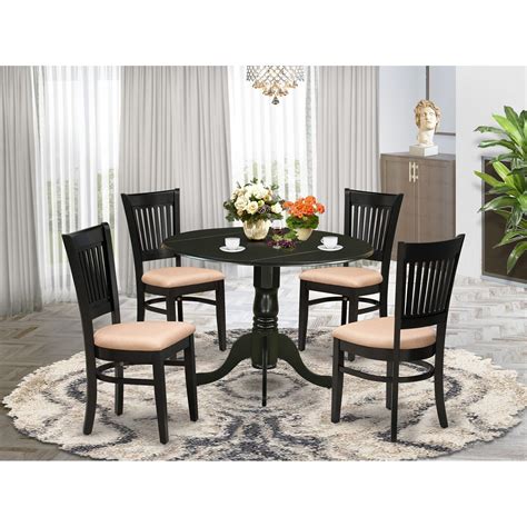 East West Furniture Dublin 5 Piece Wood Dining Set With Slatted Back In