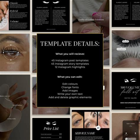 Lash Tech Instagram Post Templates Lash Artist Post Etsy