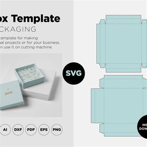 T Box With Lid Svg Template Cube Box Svg Square Box Svg Etsy Canada