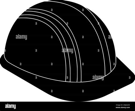 Silueta Negra Del Casco O Ilustración Plana De La Seguridad Del Minero Del Logotipo Del