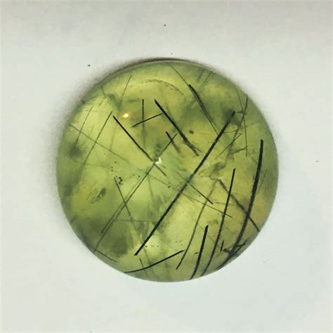 Round Prehnite Cabochon With Black Rutile Needle Mm Ct Etsy