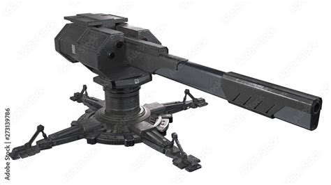 Scifi turret 3d rendering over white background Stock Illustration ...