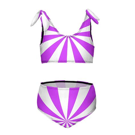 Aesthetic Purple And White Sunburst Girl S 2 Piece Bikini Set Beach