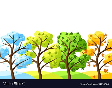 Four seasons trees background Royalty Free Vector Image