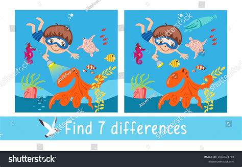 Find 7 Differences Game Children Activity Stock Vector Royalty Free